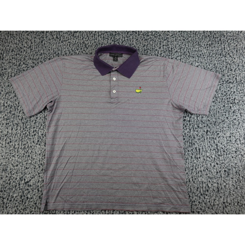 Clubhouse Collection Masters Polo Mens Medium‎ Purple Striped Golf Italy